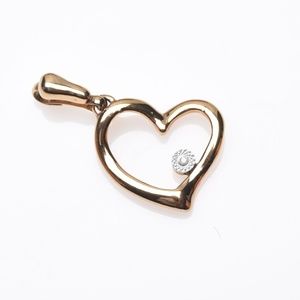 14K Gold Open Heart Pendant - Vintage